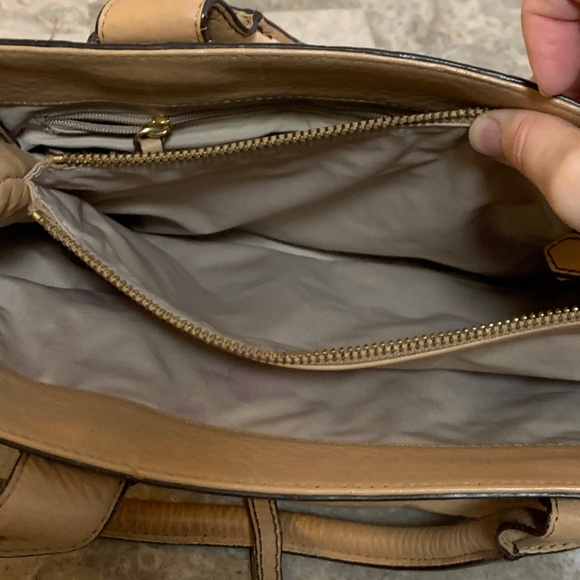 COLE HAAN Pebbled Leather Bag Top Handle Medium Satchel Luxe Neutral Early 2010s - Picture 13 of 14